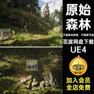原始森林虚幻UE4草地小路场景岩石环境青苔写实树林UE5原始森林