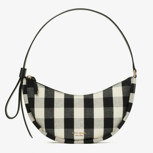 kate spade New York smile小号gingham Checker单肩包NWT黑色