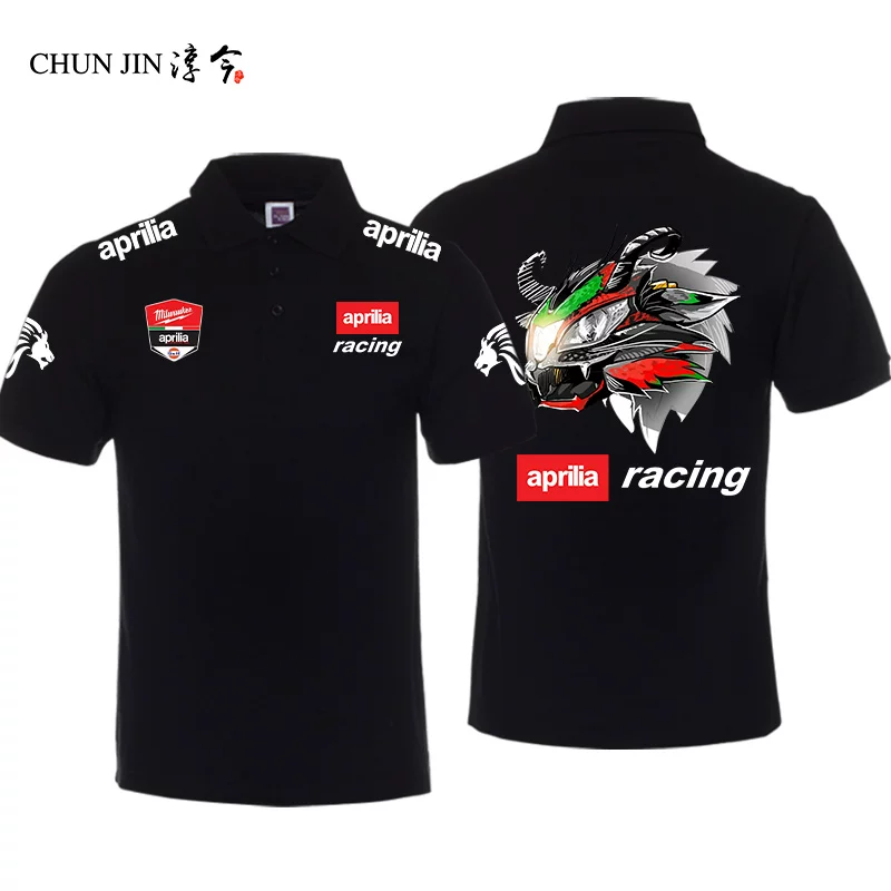Приталенная мужская и женская пара футболка с коротким рукавом Aprilia Motorcycle Lottery Lovers Polo Shirt командная одежда