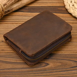 复古真皮短款钱包大容量驾驶证钱包二合一男士钱包新款小钱包皮夹