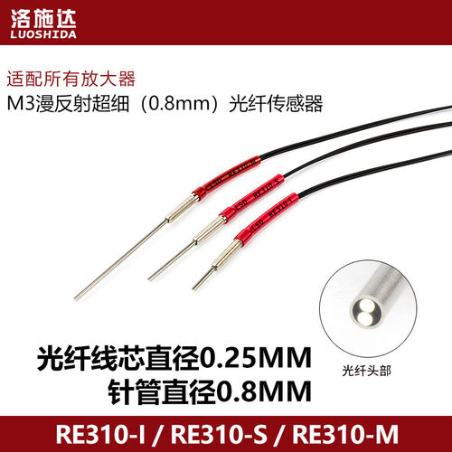 洛施达超细光纤0.8mm凸针管LSD-RE310-I RE310-S RE310-M 线长1米