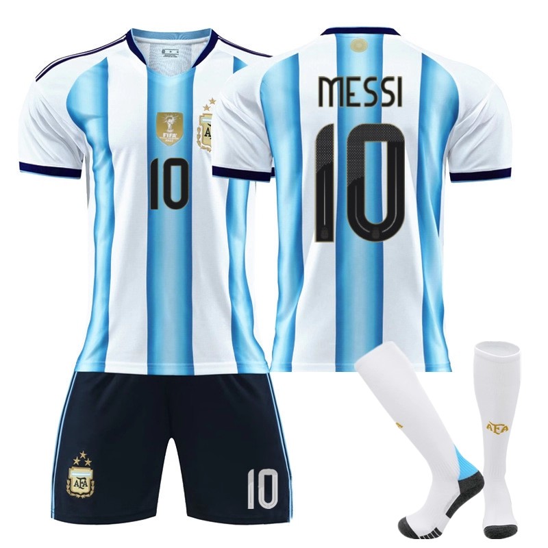 2026世界杯阿根廷球衣梅西国家队儿童足球服套装定制男款训练队服