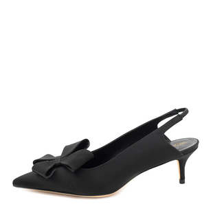 FD64028377森旺秀尖头浅口纯色高跟凉鞋 细跟蝴蝶结包头 2025新款