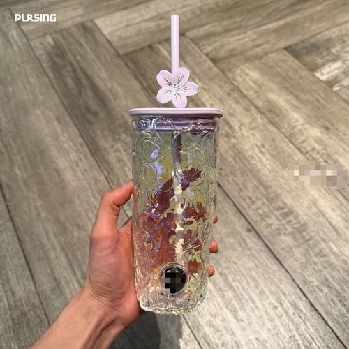 普升 pursing 创意吸管杯大容量新款家用水杯轻奢女生高颜值