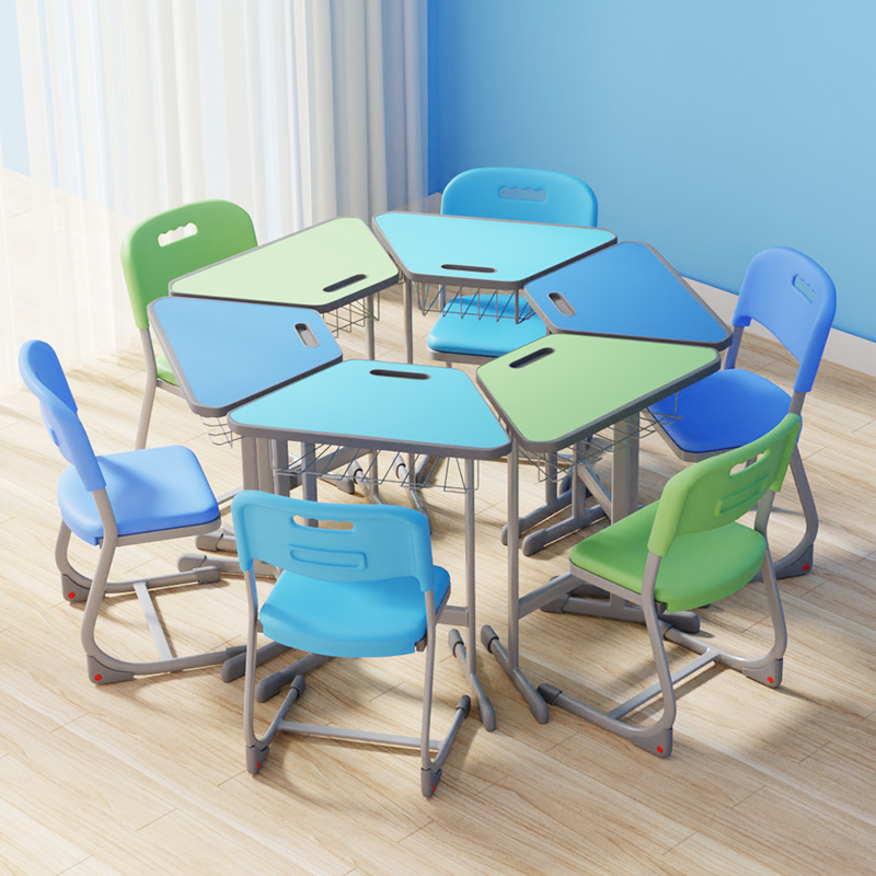 中小学课桌梯形六角桌学习桌