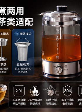 2026煮茶器家用蒸煮一体茶壶蒸汽喷淋式玻璃泡茶壶煮茶壶新款高端