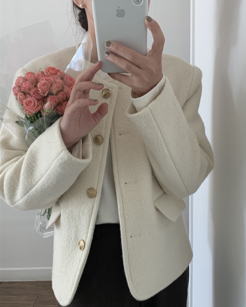 小香风呢子大衣毛呢外套气质短款