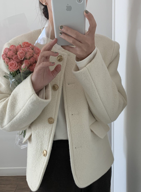 小个子2025秋冬法式小香风毛呢外套女短款新款加厚呢子上衣高级感