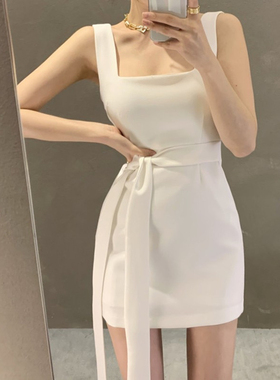 高级感2025小个子超仙连衣裙女夏季新款时尚气质纯欲打底白色短裙