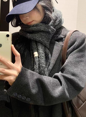 灰色西装版毛呢外套女宽松加厚2025秋冬休闲百搭洋气呢子大衣韩版
