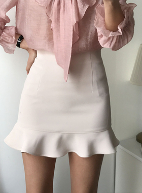 小个子2025春夏季高腰白色鱼尾短裙女洋气包臀显瘦百搭性感半身裙