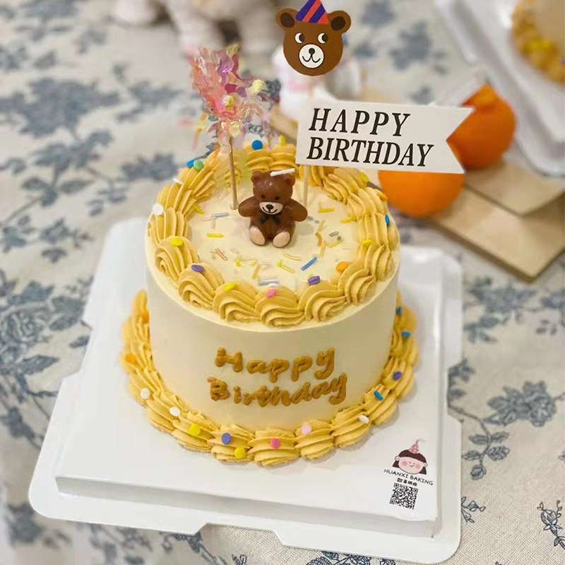 小熊蜡烛生日蛋糕装饰摆件插牌 可爱抱抱熊小蜡烛派对甜品台插件