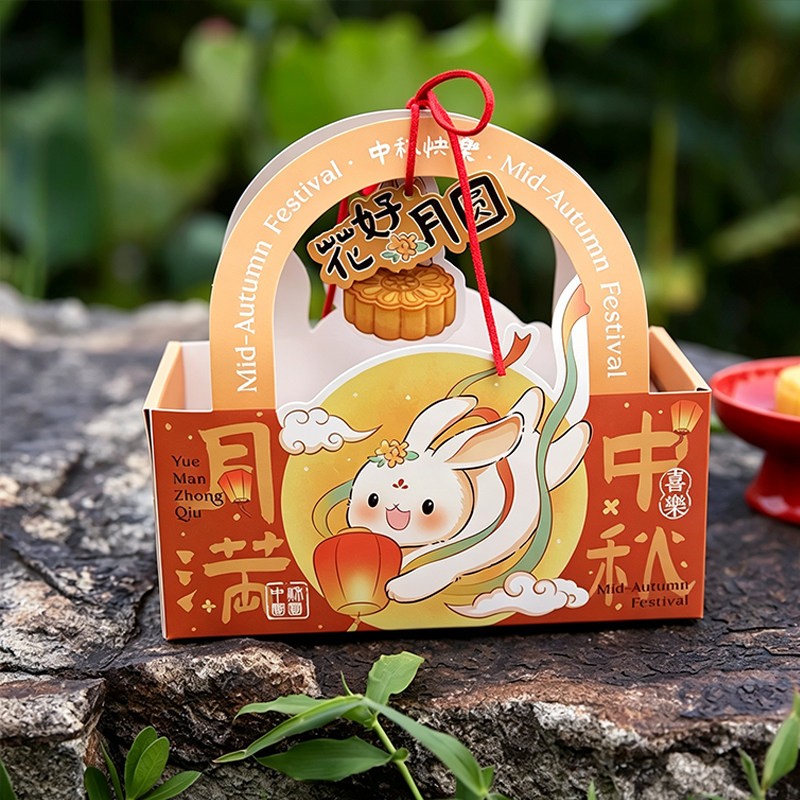 中秋节月饼礼盒包装盒2026中秋冰皮蛋黄酥4粒6粒手提礼品盒手提袋