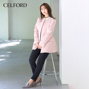 女CWFP231003 休闲裤 CELFORD春夏 简约通勤纯色抽褶修身