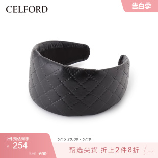 简约休闲格纹宽边发带发箍女CWGG224514 CELFORD秋冬