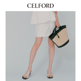 女CWFP242025 优雅质感纹理提花收腰休闲短裤 CELFORD2024夏季 新品