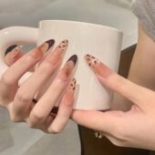 半手工穿戴甲长款 黑糖法式 棕色豹纹猫眼美拉德秋冬爆款 显白氛围感