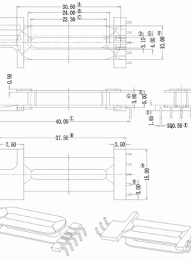 EDR2610高频变压器铁氧体磁芯电木骨架立式5+3针排距40mm
