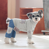 美式 潮 拼接狗狗四脚衣秋冬保暖宠物猫咪泰迪比熊博美雪纳瑞打底衫