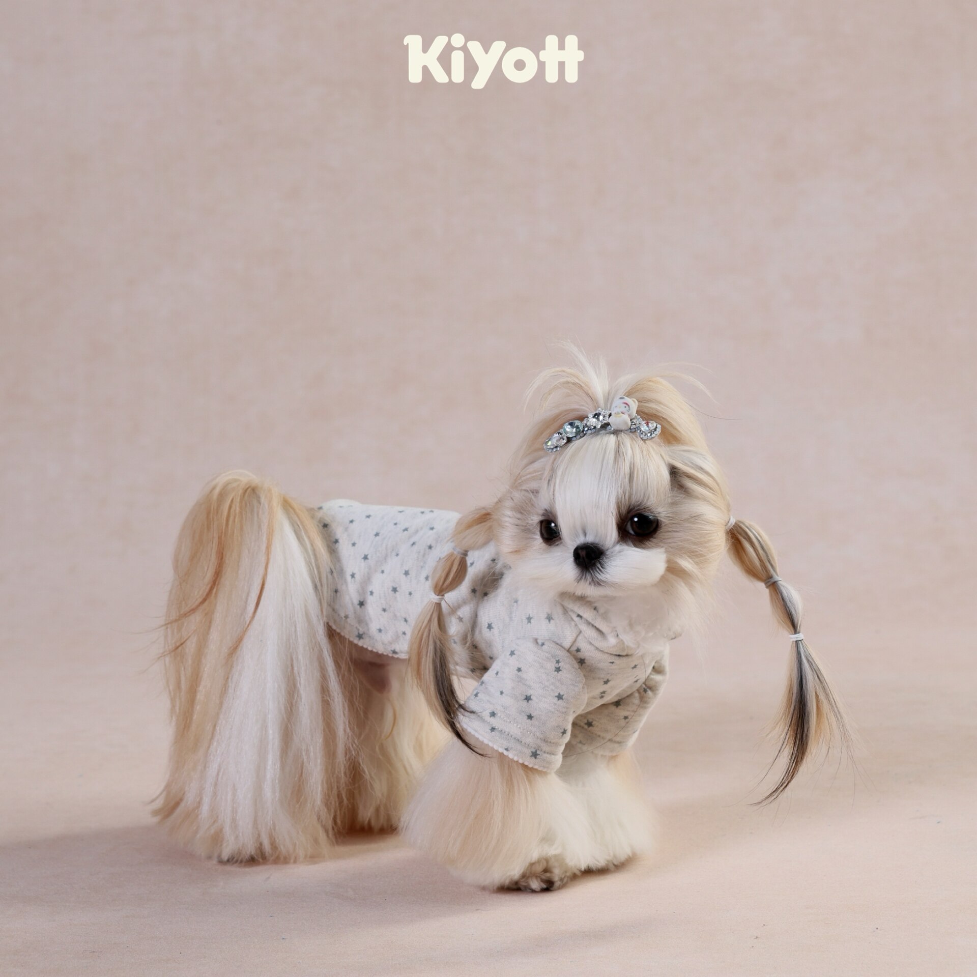KIYOTT 杂灰星星戴帽小卫衣宠物狗狗西施马尔济斯休闲