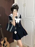 In stock, genuine jk uniform sailor suit set, short-sleeved summer Japanese school style, waist-curving and slimming complete set thumbnail 3