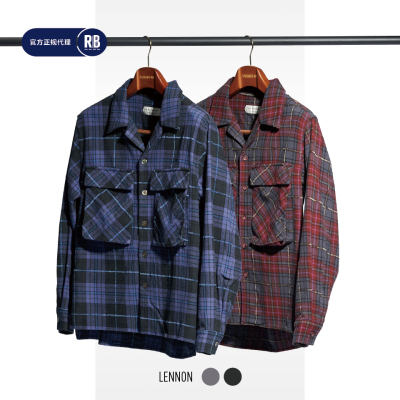 2FCINEMA军事格纹衬衫