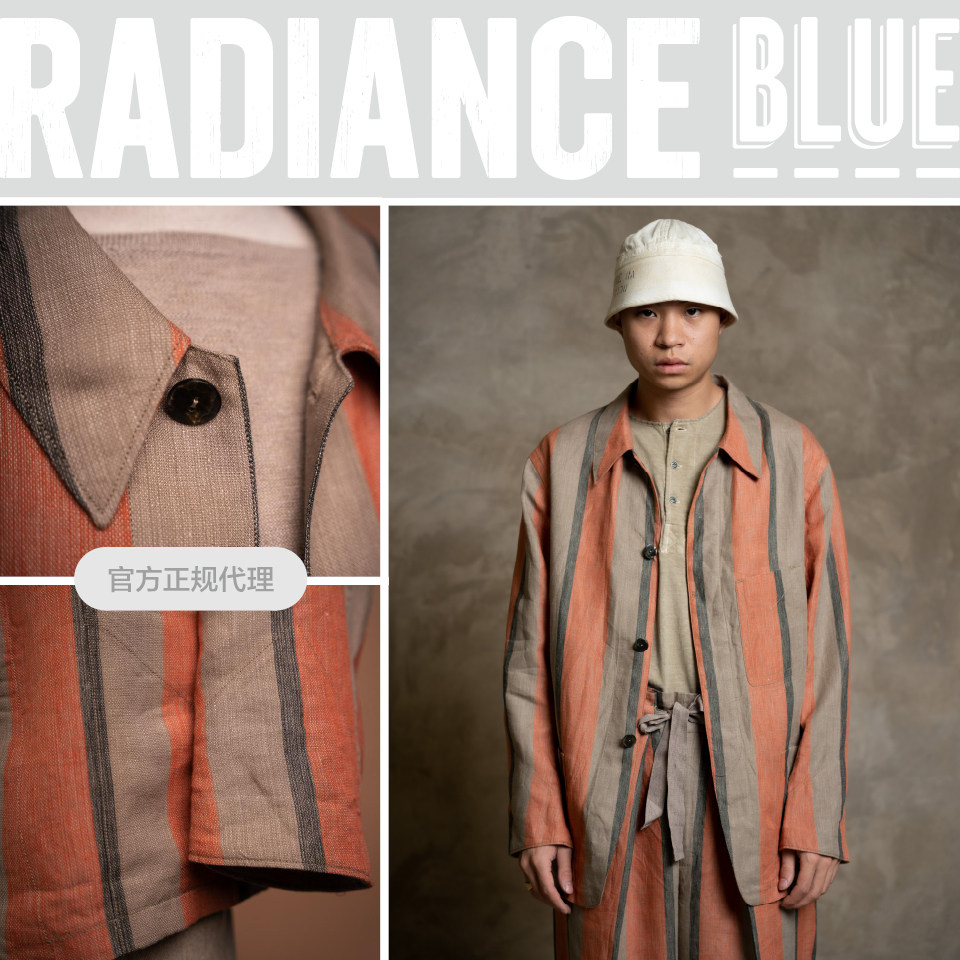 motiv/motivmfg 新品纱背条纹亚麻面料店员夹克男radiance-blue