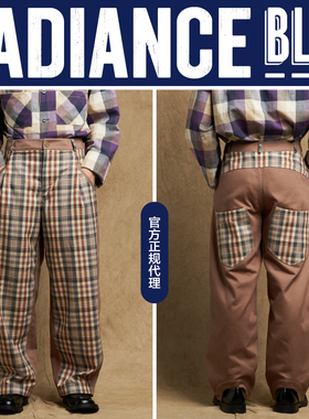 INSULAiRE 岛民秋冬新品格子拼接长裤男RADIANCE-Blue