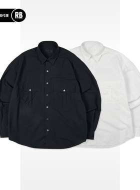 PORTER CLASSIC 春夏新品Roll up卷袖棉衬衫男RADIANCE-Blue