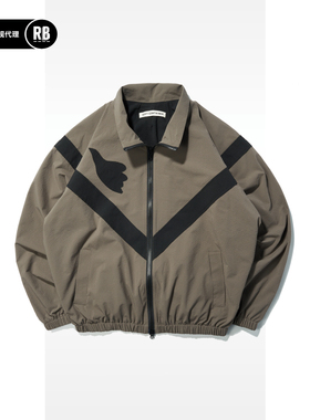 SOFT CONTAINER Sorona泡泡纱拼接宽松立领训练夹克RADIANCE-Blue