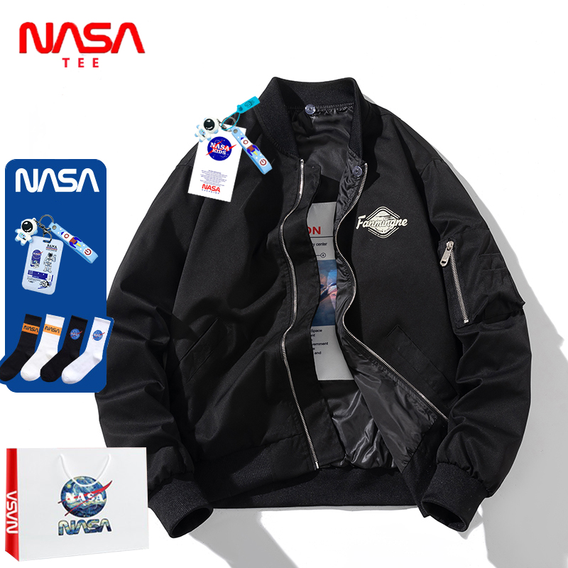 NASA联名春秋美式空军MA1飞行员夹克薄款外套复古棒球服男女潮牌