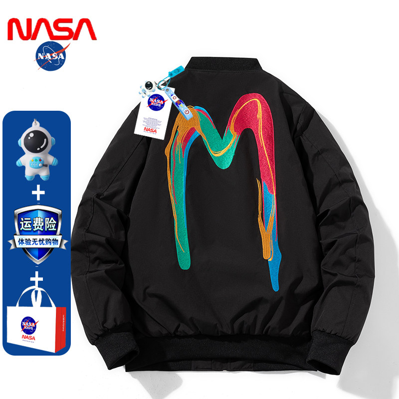 NASA联名复古休闲夹克加厚棉衣棒球服外套男女同款情侣秋冬潮流牌