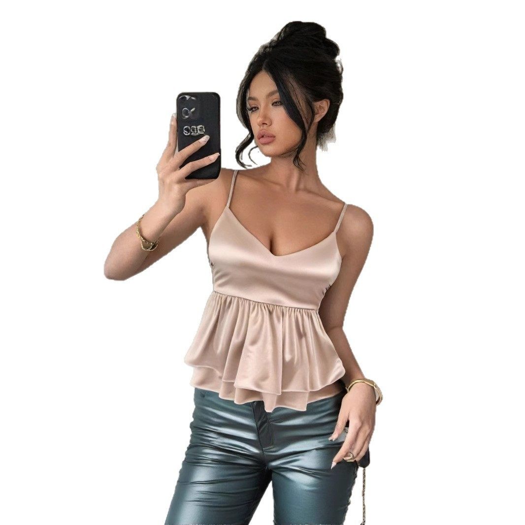 Sexy camisole V-neck backless tank top性感吊带V领露背小背心