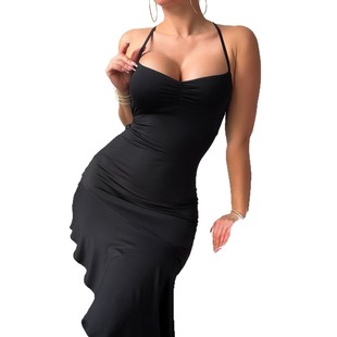 backless dress性感修身 lace camisole 露背系带吊带裙女 Sexy