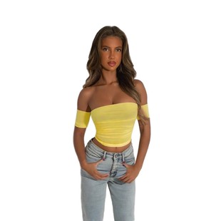 neck Off one strapless top露肩抹胸一字领休闲上衣女 shoulder