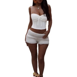 with top exposed belly 休闲露脐褶皱上衣女 Casual folds crop