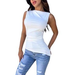 slim top时尚 fit irregular 褶皱不规则上衣 pleated Fashionable