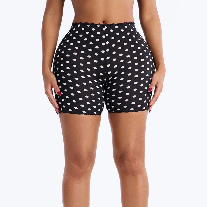 Lace lace polka dot casual pants高腰蕾丝花边波点三分休闲裤女