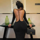 long 修身 sleeved slim Backless dress露背长袖 sexy fit 连衣裙