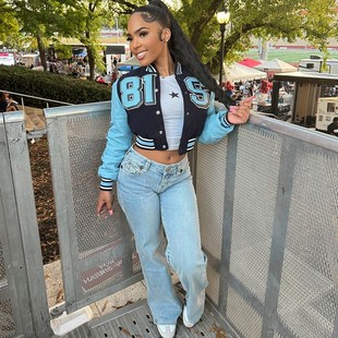 sleeved jacket长袖 waist printed 收腰印花外套女 cinching Long