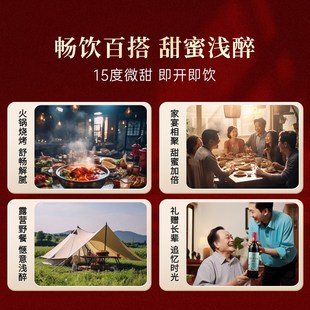 通化红梅山葡萄甜红葡萄酒15度725ml*2双支装甜酒