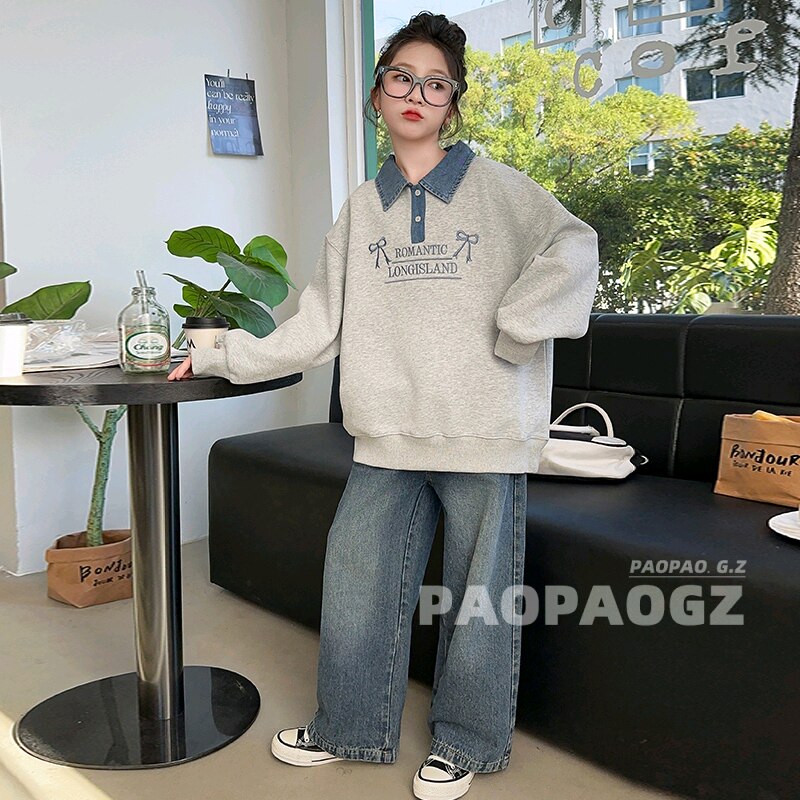 儿童女童卫衣加绒一体2025新款洋气中大童韩版秋冬带领无帽春秋