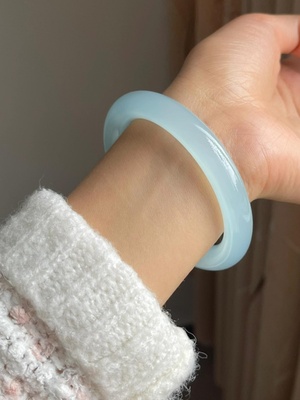 蓝水冰种海蓝宝玉镯晴水底天青冻镯子天空蓝岫翡翠玉手镯礼物