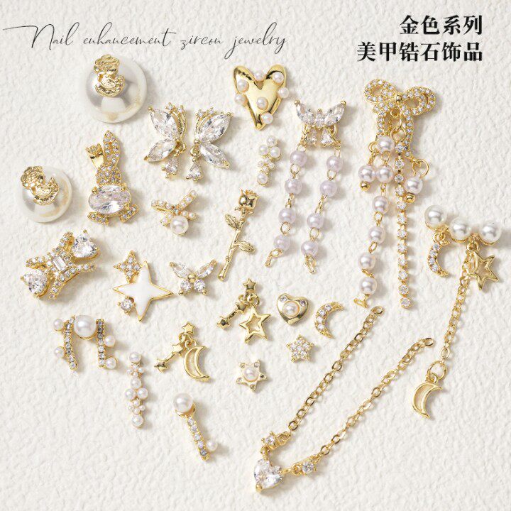 美甲流行金属锆石饰品蝴蝶结