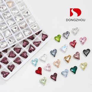 东洲水晶美甲歪心钻8 尖底指甲饰品钻 9mm歪桃高品K9小号爱心爆款