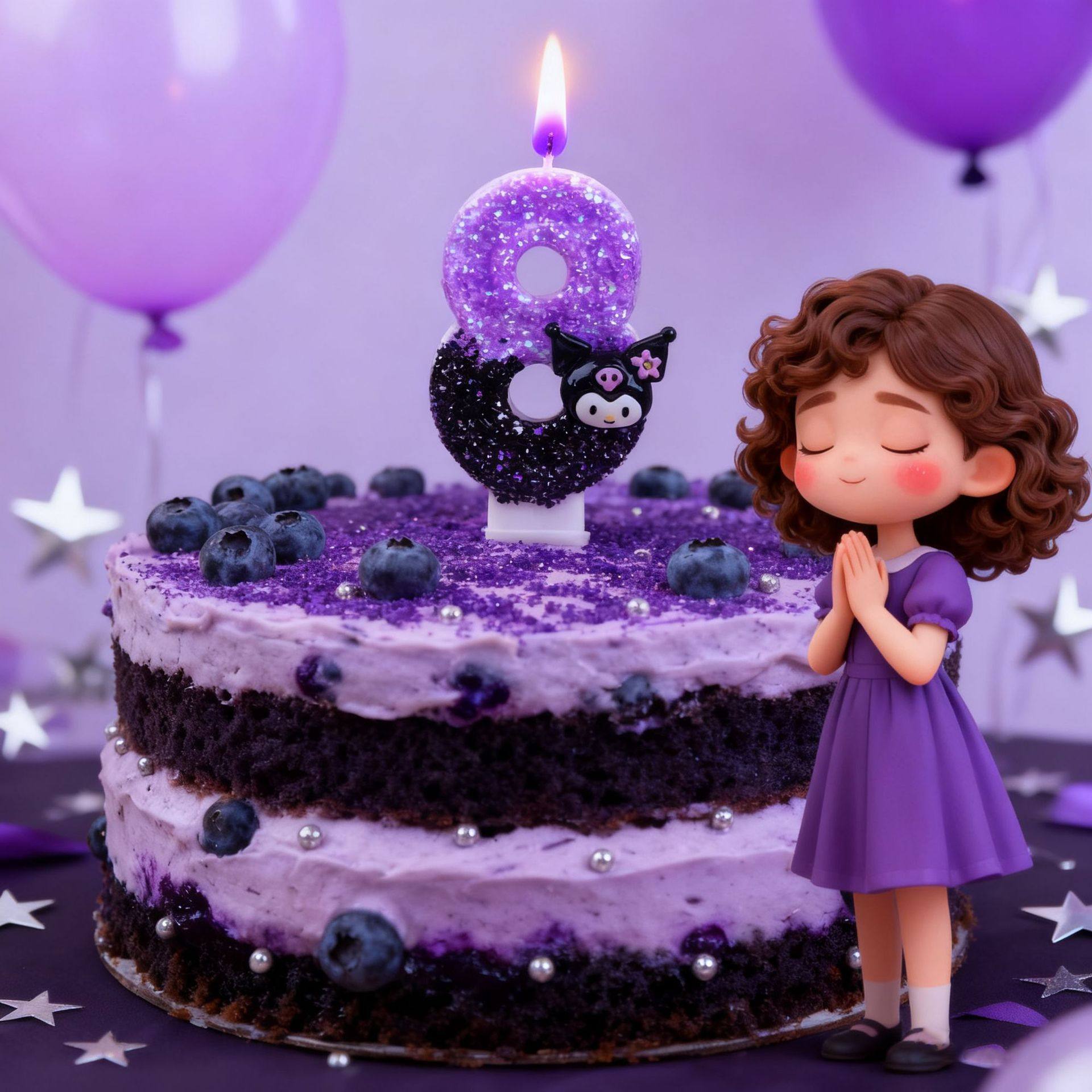 酷乐米0-9岁生日蜡烛数字kuromi创意蜡烛蛋糕派对装饰骷髅米蜡烛