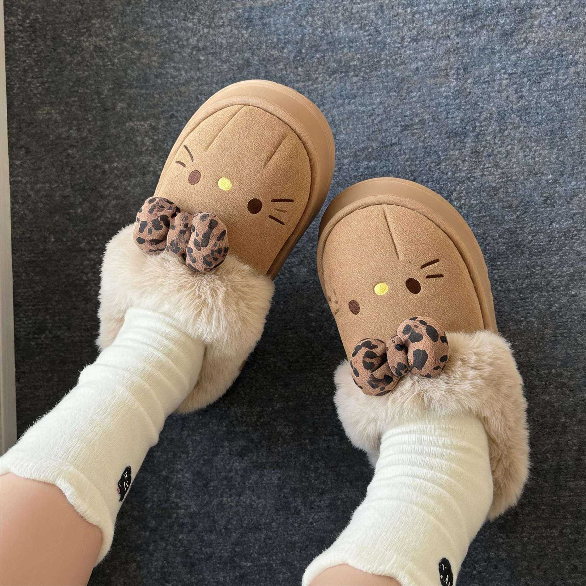 哈喽ktkitty毛毛鞋棉拖女生加厚