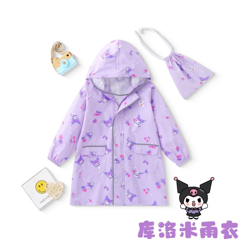酷洛米儿童雨衣带书包位女孩