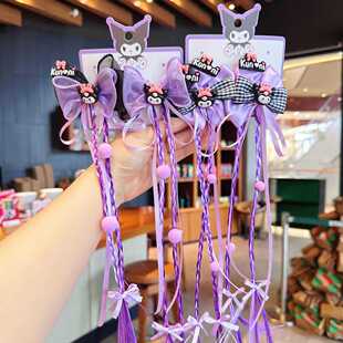 库洛米儿童发夹骷髅米蝴蝶结假发辫子发卡女孩子公主头饰可爱发饰