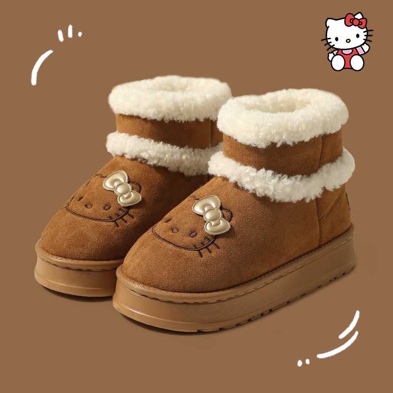 Kitty雪地靴女冬保暖加厚家居鞋可爱棉鞋正版全包棉靴